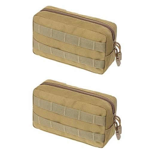 TRIWONDER borsello tattico da cintura tattica marsupio militare tattico borsa militare porta telefono borsello uomo donna per campeggio caccia trekking (02 cachi - 2 borse)