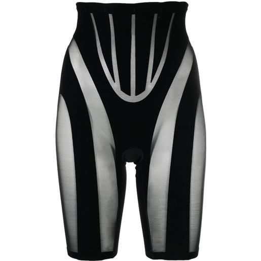 Mugler shorts semi trasparente - nero