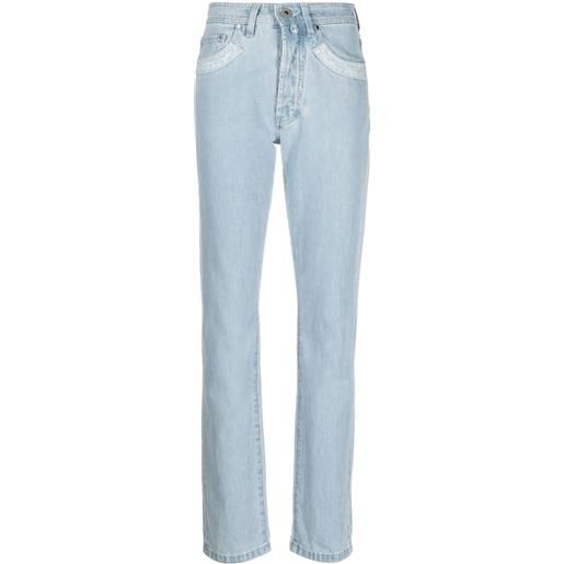032c jeans dritti double shift con applicazione - blu