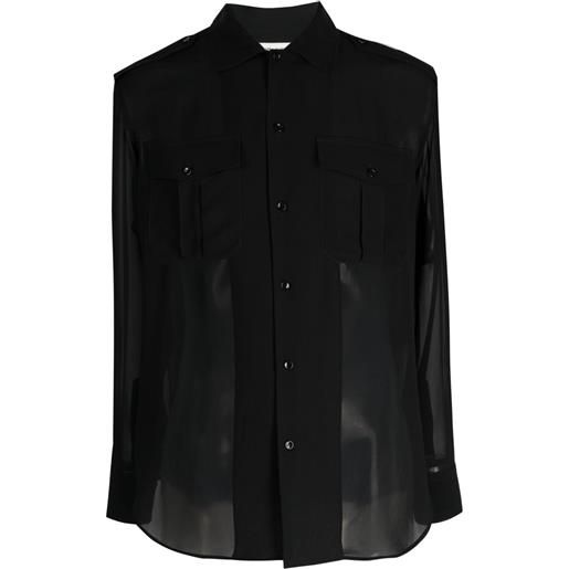 Saint Laurent camicia semi trasparente - nero