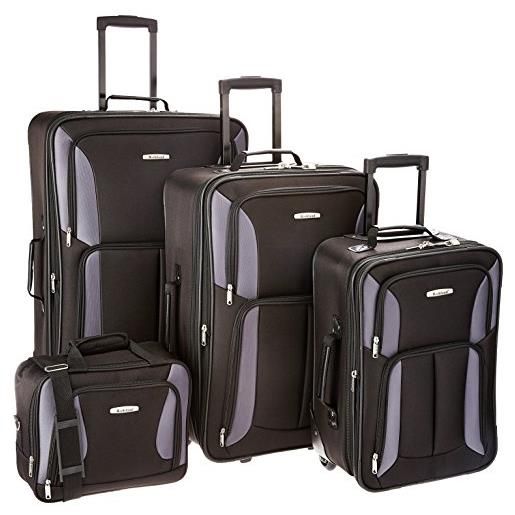 Rockland bagaglio journey softside set verticale, nero/grigio, taglia unica, set da 4 bagagli
