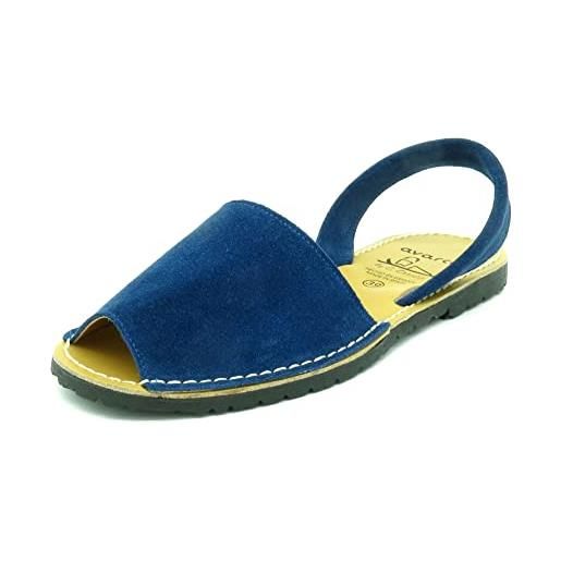 Avarca sandali da donna in pelle abarca menorquina menorca scarpe, blu navy, 40 eu