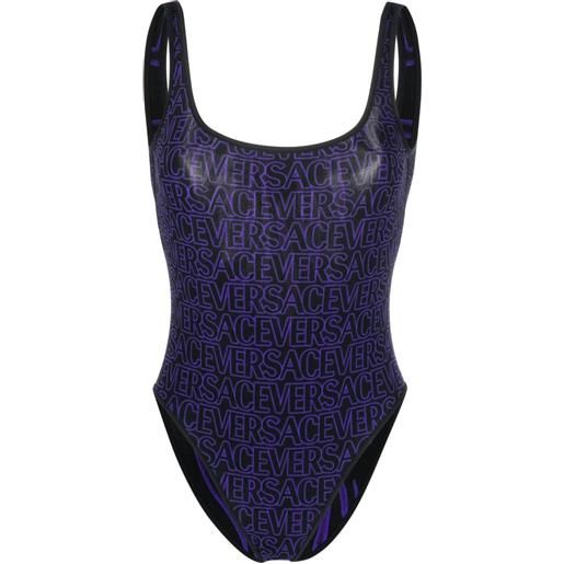 Versace logo-print low-back reversible swimsuit - nero