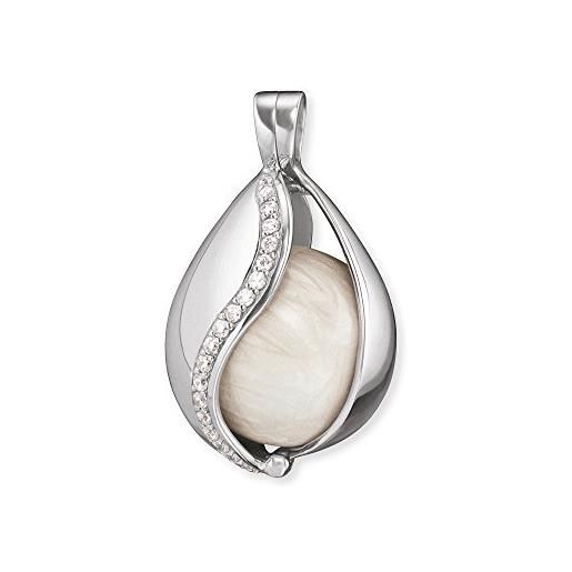 Engelsrufer lacrima di cielo pendente per le donne con bianco di perly sonaglio zirconia bianco argento 925-sterling dimensioni 32 millimetri (1.26)