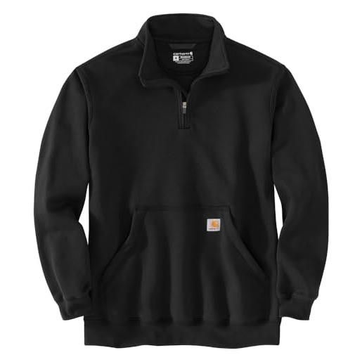 Carhartt loose fit midweight quarter zip mock neck felpa maglia di tuta, new navy, m uomo