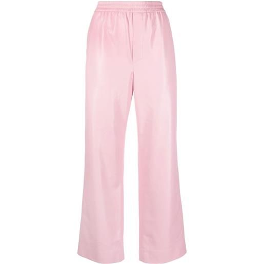 Nanushka pantaloni con coulisse in finta pelle - rosa