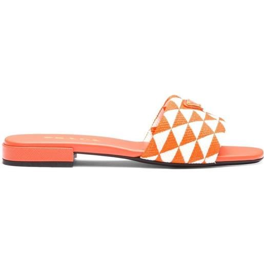 Prada sandali slides con placca logo - arancione