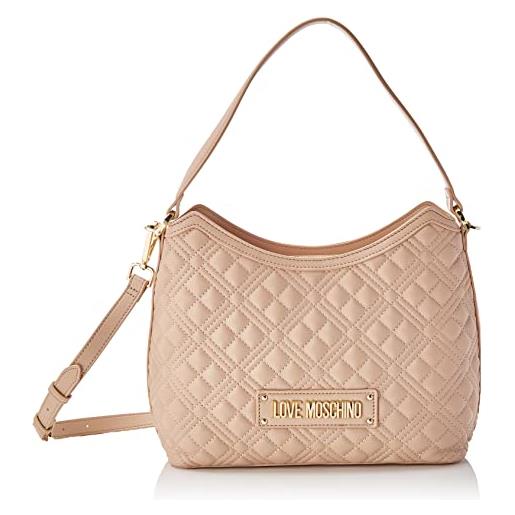 Love Moschino borsa quilted pu nude, borsa a spalla donna, rosa carne, 24x29x12