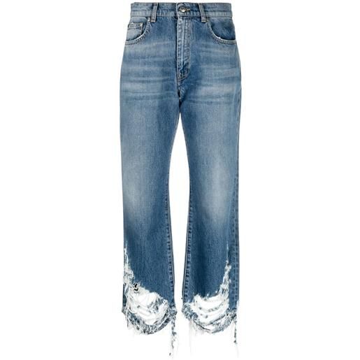 Stella McCartney jeans dritti con effetto vissuto - blu