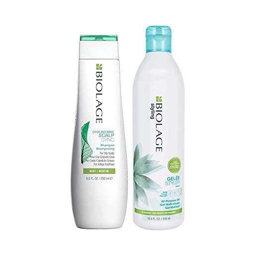 Biolage | kit scalp. Sync shampoo 250 ml + gel multiuso 500 ml| routine styling per tutti i tipi di capelli
