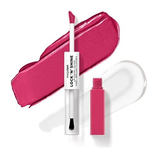 Wet n Wild megalast lock n' shine, dual-ended lip color and clear gloss, vitamin e and jojoba oil enriched formula, irresistable shade