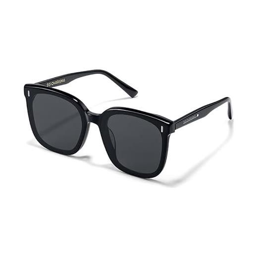 ISHEEP occhiali da sole uomo e donna - lenti ad alta definizione - protezione uv - montatura leggera. (nero)-sis-01bk