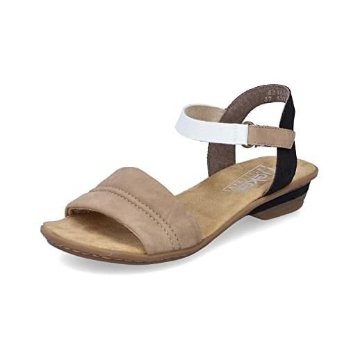 Rieker donna sandali 63463, signora sandali, scarpa estiva, sandalo estivo, comodo, piatto, beige (beige / 62), 36 eu / 3.5 uk