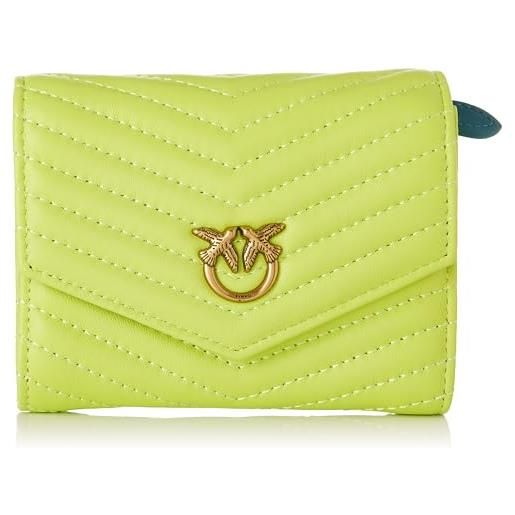 Pinko compact wallet m sheep nappa c, accessori da viaggio-portafogli donna, st4q_mult verde/giallo/azzurro-antq, u