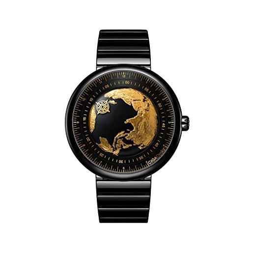 CIGA Design orologio automatico uomo - blue planet versione dorata 24 carati u series orologio da polso con cinturino in ceramica e gomma fluorurata