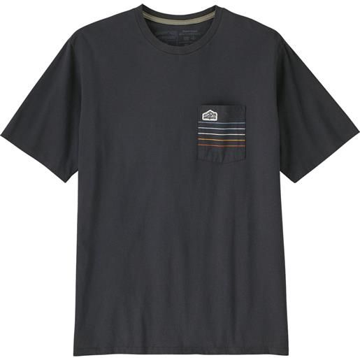 PATAGONIA t-shirt line logo ridge stripe organic pocket