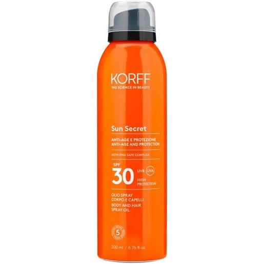 Amicafarmacia korff sun secret olio spray per corpo e capelli spf30 200ml