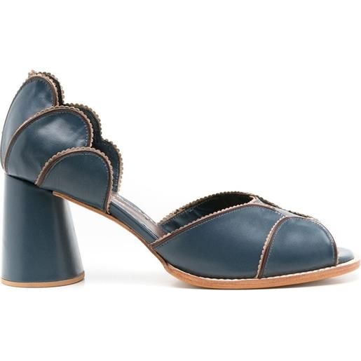 Sarah Chofakian sandali pattrice 65mm con bordo a smerlo - blu