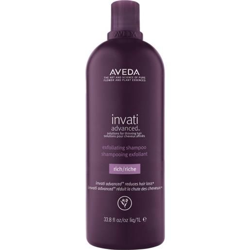 Aveda invati advanced exfoliating shampoo rich 1000ml shampoo esfogliante nutriente anticaduta capelli medi a grossi