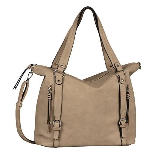 TOM TAILOR bags caia damen shopper umhängetasche reißverschluss mittelgroß beige