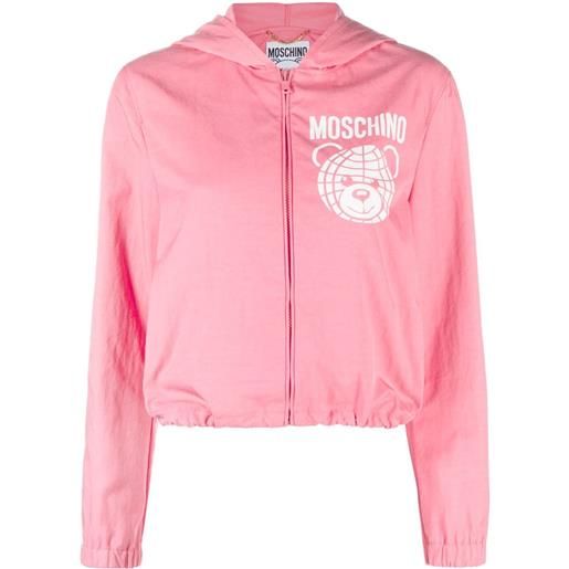 Moschino giacca crop con zip - rosa