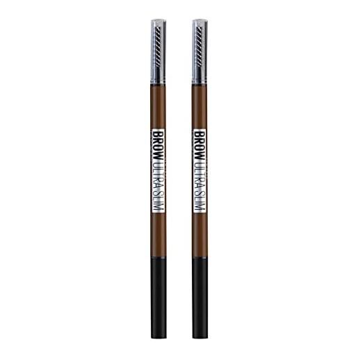 Maybelline new york brow ultra slim matita per sopracciglia automatica con pettine e punta ultra fine colore 003 warm brown - 2 cosmetici