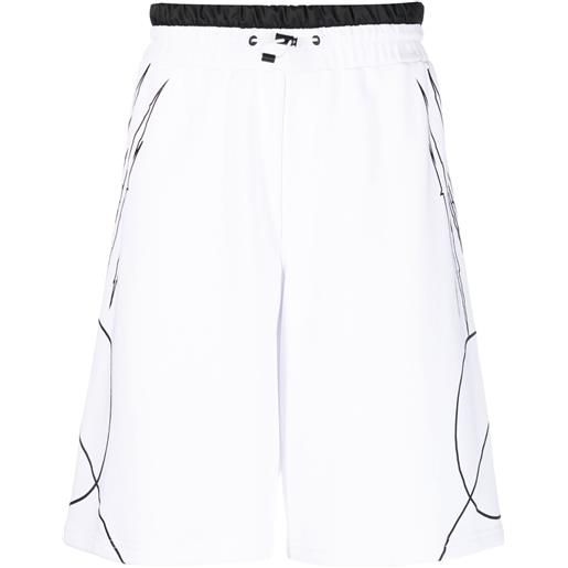 Plein Sport shorts scratch con vita elasticizzata - bianco
