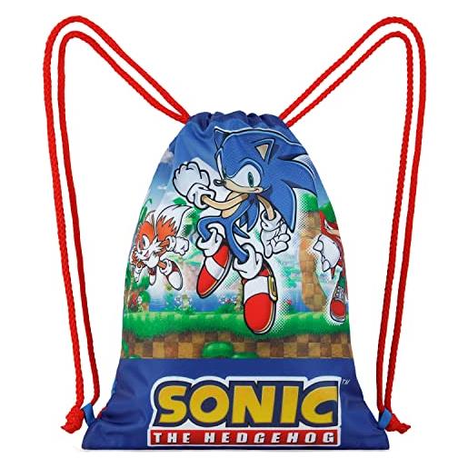 Sonic The Hedgehog sacca sportiva bambino ragazzo borsa zaino con coulisse per palestra scuola scarpe nuoto regali per gamer