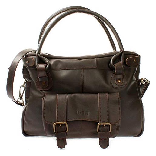 LECONI borsa a tracolla borsa in vera pelle in stile vintage borsa da donna borsa a spalla naturale donna borsa di pelle borsa a mano 38x29x11cm nero le0050-wax