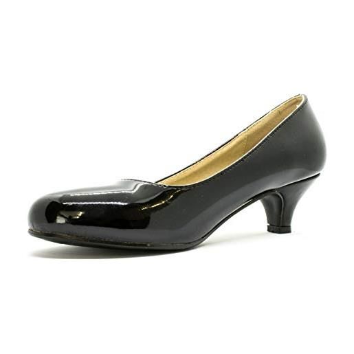 Gizelle kitten heel, scarpe décolleté donna, black patent, 47 eu