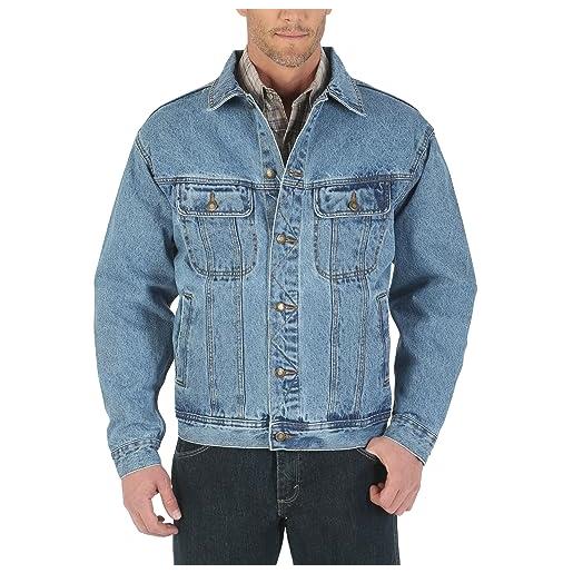 Wrangler giacca in denim sfoderata western jeans, m alto uomo