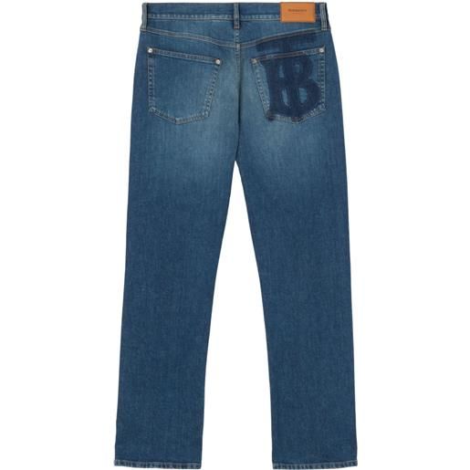 Burberry jeans dritti con monogramma - blu