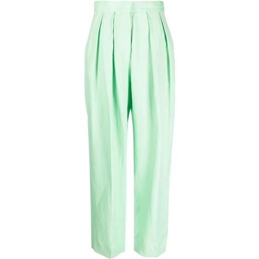 Stella McCartney pantaloni a gamba ampia con pieghe - verde