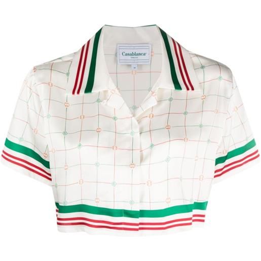 Casablanca camicia crop tennis check - bianco