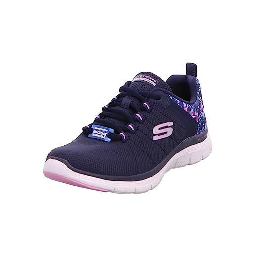 Skechers flex appeal 4.0 - let it blossom, scarpe da ginnastica donna, nero black mesh multi trim, 36.5 eu