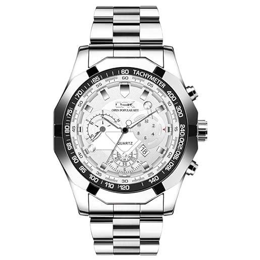 Basfur orologio analogico al quarzo uomo con cinturino in acciaio inossidabile ho-montre-012-01