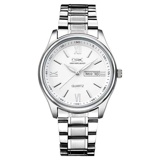 Basfur orologio analogico al quarzo uomo con cinturino in acciaio inossidabile ho-montre-009-02