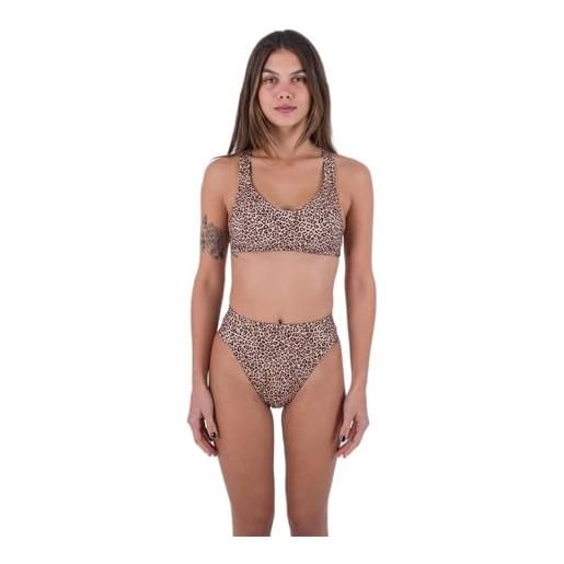 Hurley max leopard cross back top bikini, brown sugar, s donna