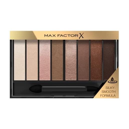 Max Factor masterpiece nude palette, 8 ombretti dal colore intenso, formula cremosa sfumabile, 3 finish, tonalità cappuccino nudes
