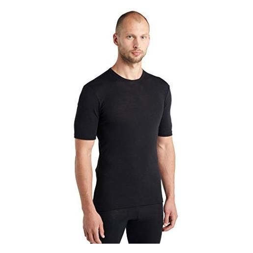 Icebreaker maglietta a manica corta da uomo - 100% lana merino per escursioni, sport, corsa, fitness - nero, xxl