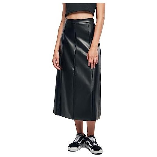 Urban Classics synthetic leather midi skirt, gonna, donna, nero (black), 4xl