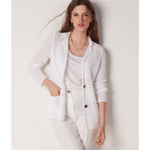Falconeri giacca effetto rafia crochet bianco