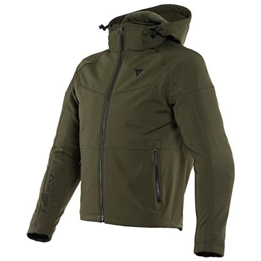DAINESE - ignite tex jacket, giacca moto uomo, fleece in tessuto idrorepellente e traspirante, giacca moto antipioggia, protezioni spalle e gomiti, dettagli riflettenti, verde scuro