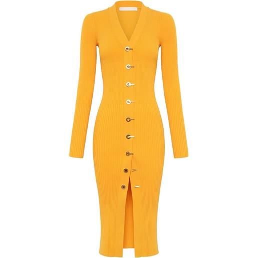 Dion Lee abito modello cardigan a coste - giallo