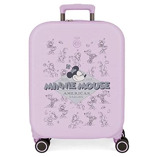 Disney valigia cabina Disney minnie happiness viola 40x55x20 cm abs rigido chiusura tsa integrata 37l 2,74 kg 4 doppie ruote bagaglio a mano estensibile