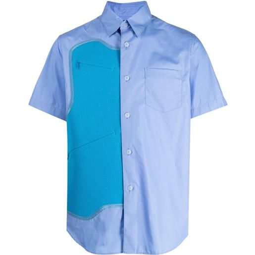Fumito Ganryu camicia con inserto a rete - blu