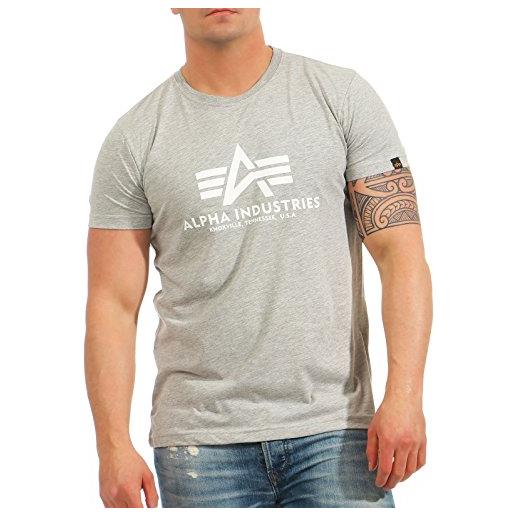 Alpha industries maglietta basic uomo t-shirt, grigio mãlange/bianco, xxl