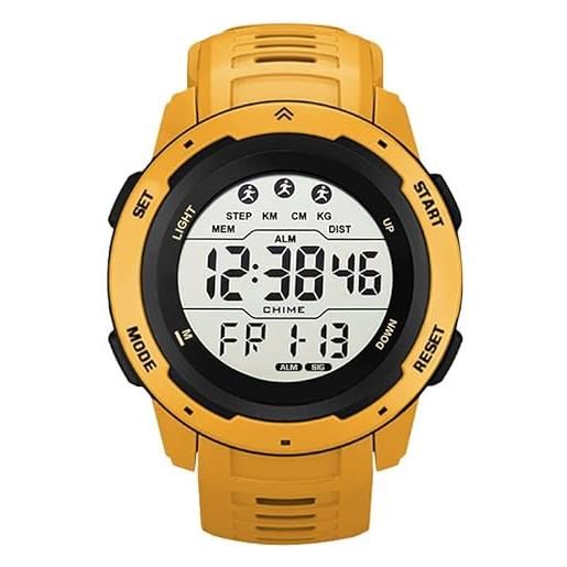 findtime orologio digitale uomo orologio da esterno militare con pedometro orologi di sopravvivenza strategici da uomo impermeabile 50m, giallo