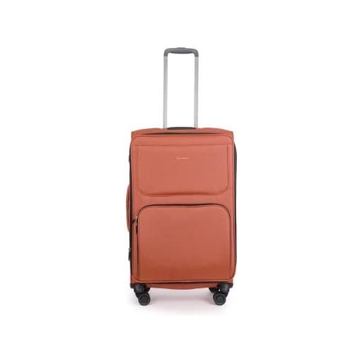 Stratic bendigo light+ - valigia morbida da viaggio con rotelle, 4 ruote, espandibile, rosso clay, l, large (4