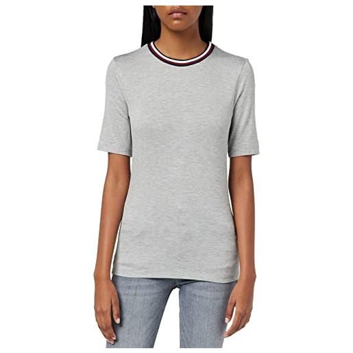 Tommy Hilfiger t-shirt maniche corte donna slim fit, grigio (light grey heather), m